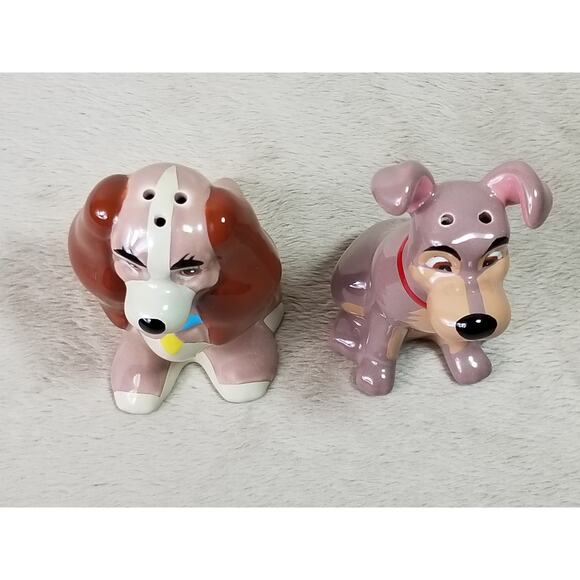 Disney Lady & The Tramp Salt & Pepper Shaker Set Ceramic Vintage Great Condition - Picture 11 of 13